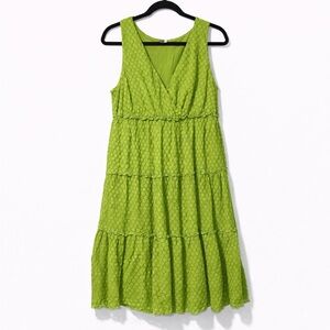 Madison Lime Green Tiered Sleeveless Dress XL Summer Casual